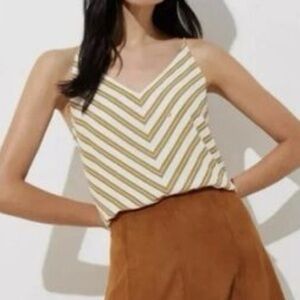 LOFT Golden Yellow and White Chevron Camisole Tank